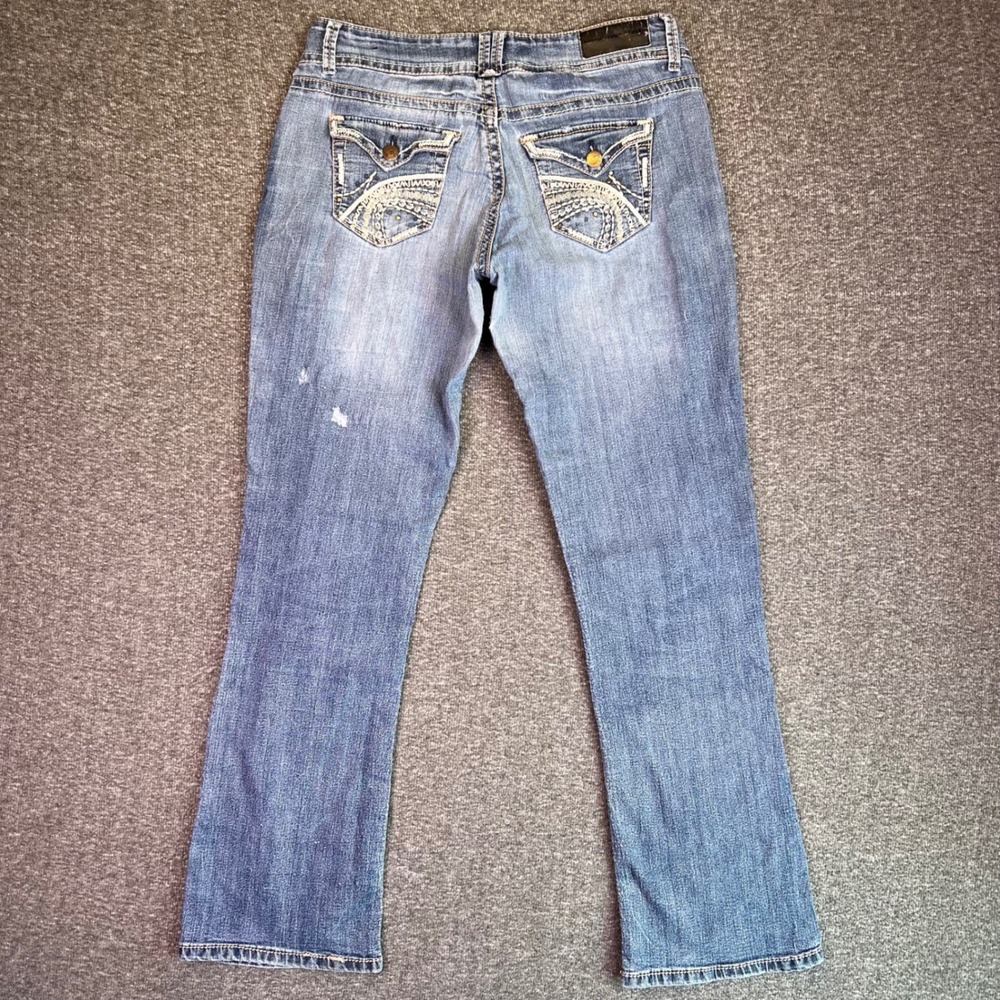 Twenty One Black Jeans Womens 9/10 Slim Bootcut Flap Pockets Distressed Y2K Boho